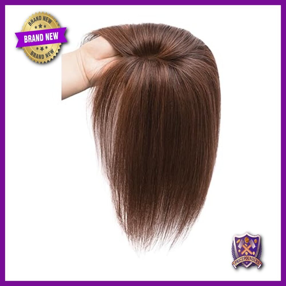 Human Hair Topper Clip-in No Bangs Swiss Lace Base 5x4.8 Inches